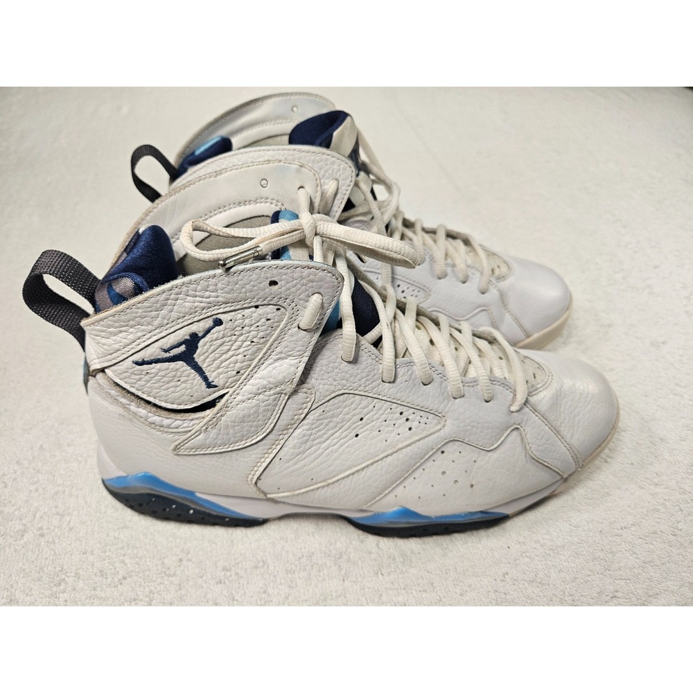 AIR JORDAN 7 VII RETRO USED SIZE 12 WHITE FRENCH BLUE FLINT GREY 304775-107 - Picture 2 of 9